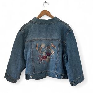 Boom Boom Jeans Embroidered Denim Jean Jacket sz 1X